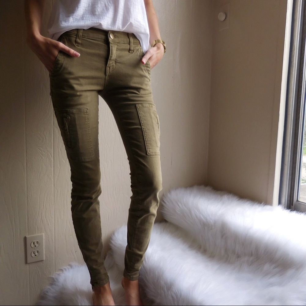 Current/Elliott Olive Green Cargo Skinny Jeans